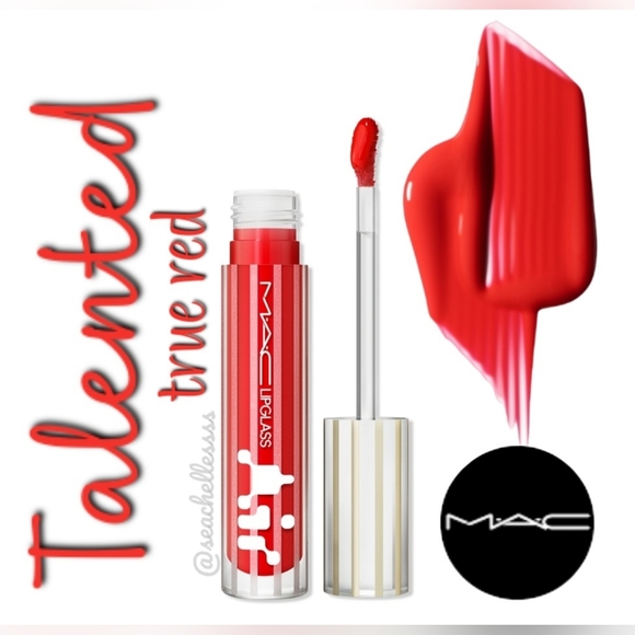 Mac Lipglass Air Non-Sticky Gloss Talented True Red Brand New In Box - Picture 1 of 11